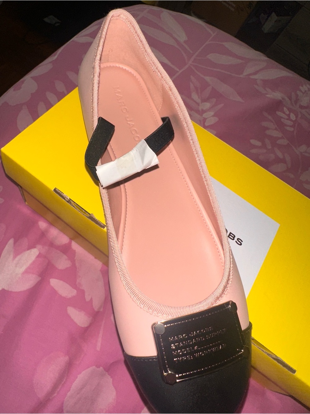 Marc Jacobs Pink Ballet Flat with Black Toe Cap and Plate